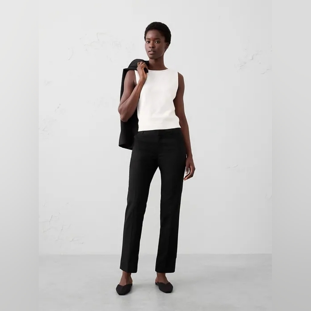 Banana Republic Mid Rise Ryan Stretch Twill Dress Pants Black 00 PETITE NWT $100